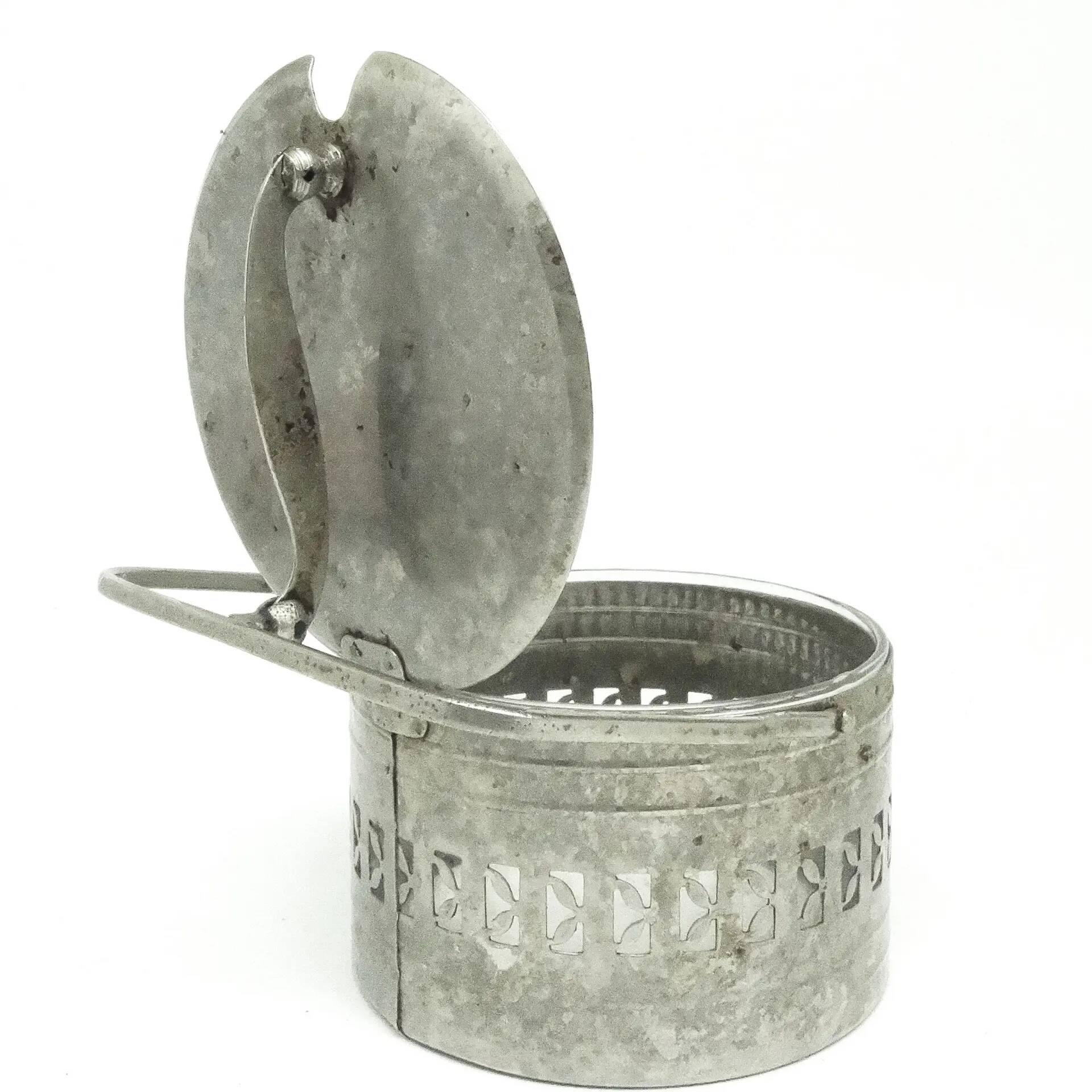 Basket sugar bowl, postmodernism, nickel-plated brass, Poland, 1960s