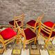 Set de 6 chaises tissu rouge 1960