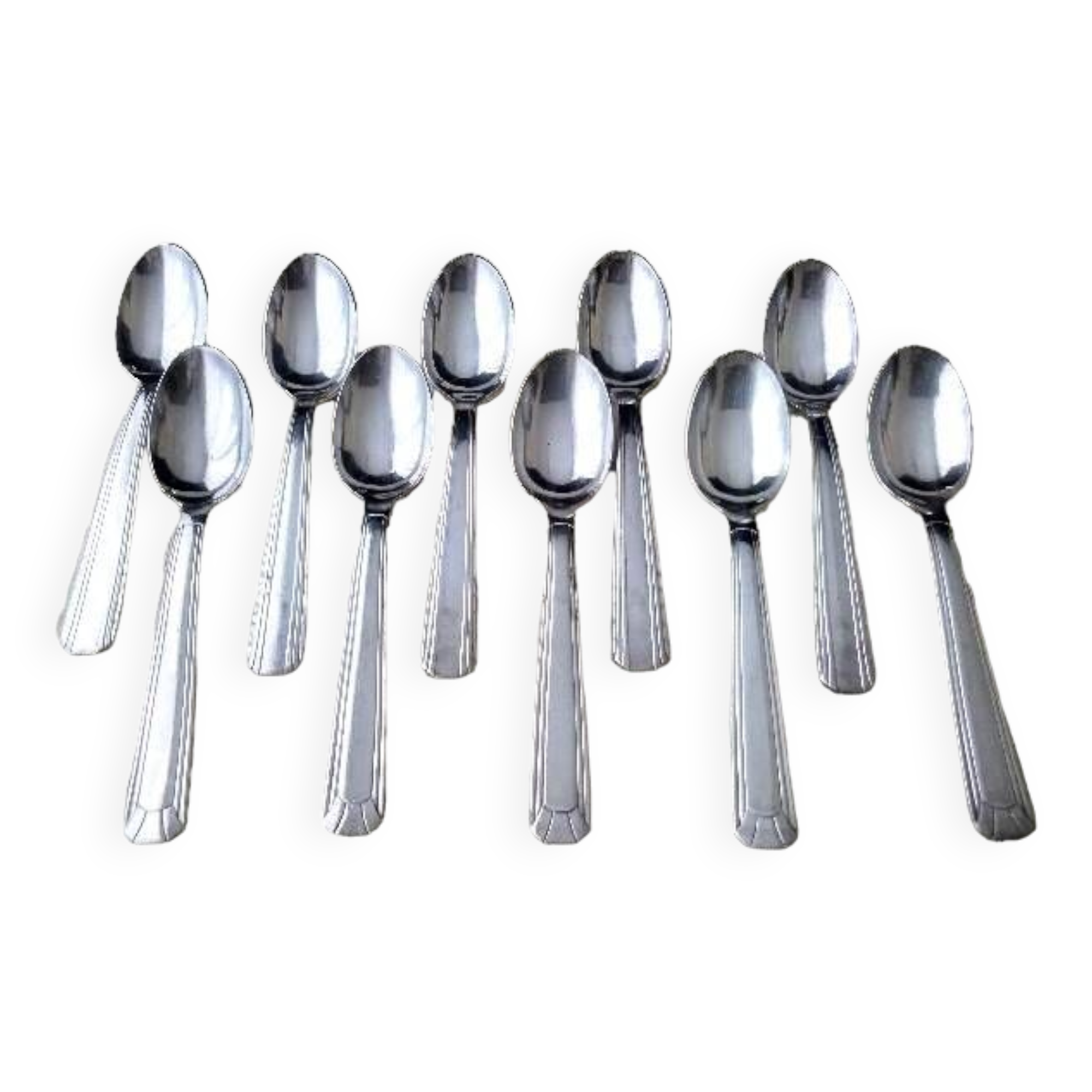 Set of 2 x 6 silver metal spoons 2 different models