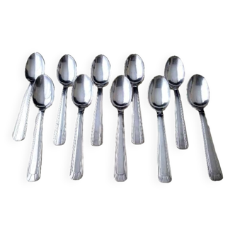Set of 2 x 6 silver metal spoons 2 different models