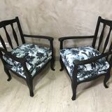 Pair of jungle fabric armchairs