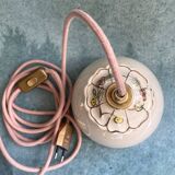 Beige ceramic lamp and decorative bowl