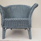 Child Wood brand rattan and wicker armchair in periwinkle blue
