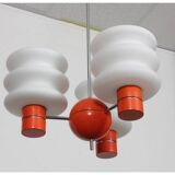 Glass pendant light produced by Napako around 1970
