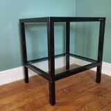 Rectangular table, end of sofa in metal and glass Vintage Vandel stone