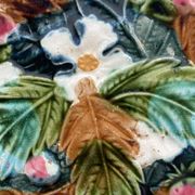 French barbotine plate – raised floral decoration – late 19th century