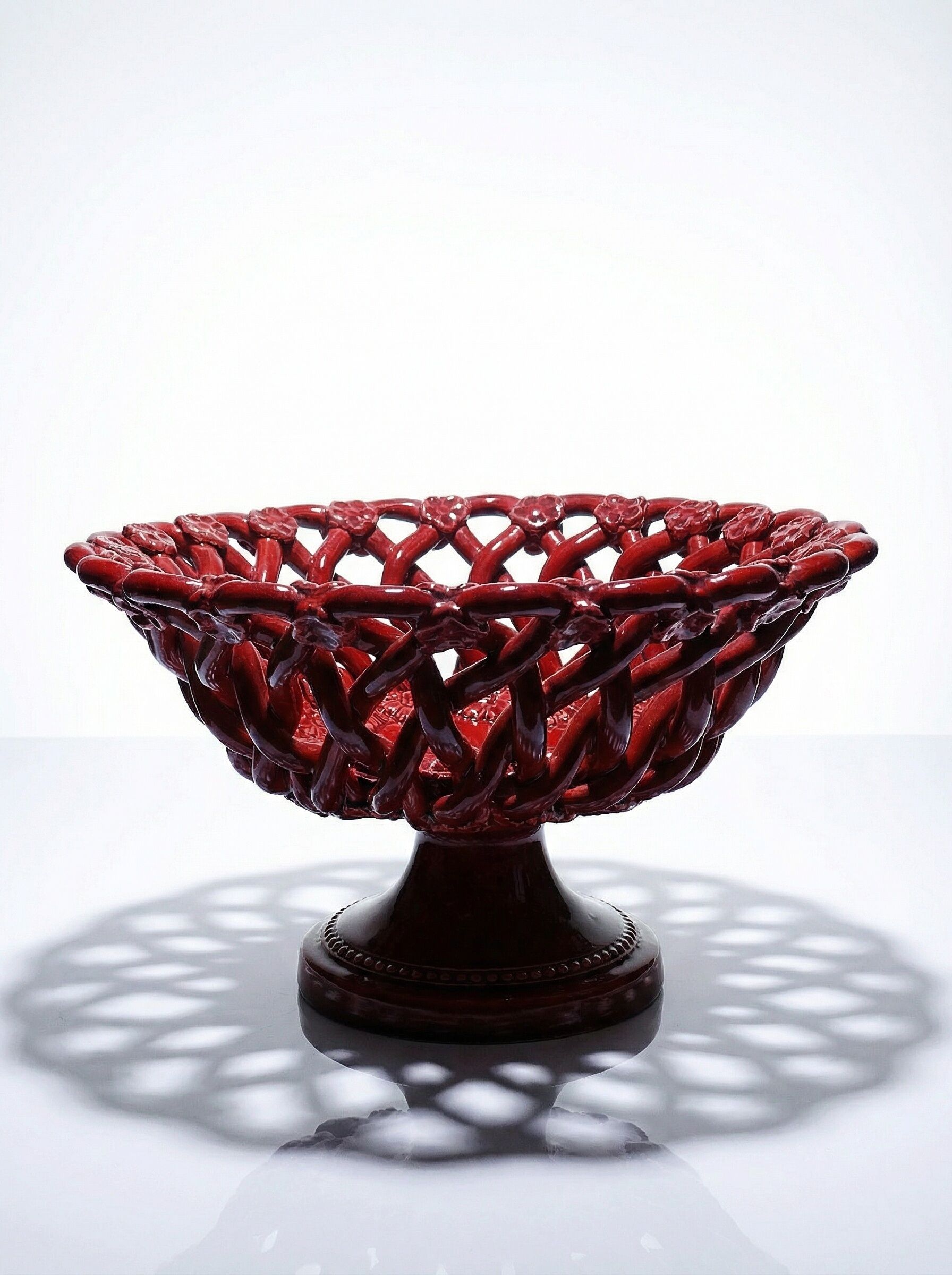 Small woven red ceramic bowl, vintage 70s-90s Pichon Uzès.