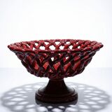 Small woven red ceramic bowl, vintage 70s-90s Pichon Uzès.