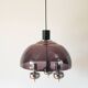 Three-branched chandelier in smoked plexi and chrome, Space Age, 1970
