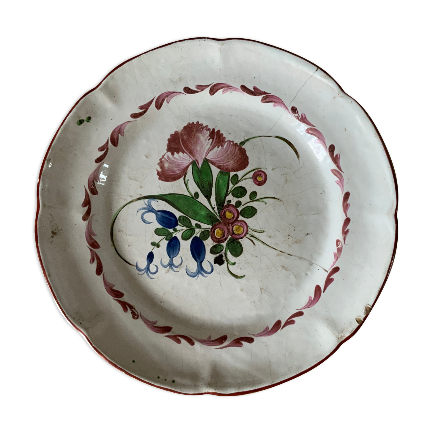 18th century plate in earthenware, eastern France