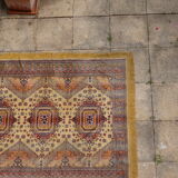 Kazak rug 180x150 cm vintage handmade oriental patterns ochre and burgundy