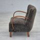 1960s, completely reupholstered Danish art deco armchair, genuine sheepskin "Wellington".