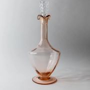 Set of 2 vintage Murano glass carafes from the 1940s, Rosalin glass with stoppers.