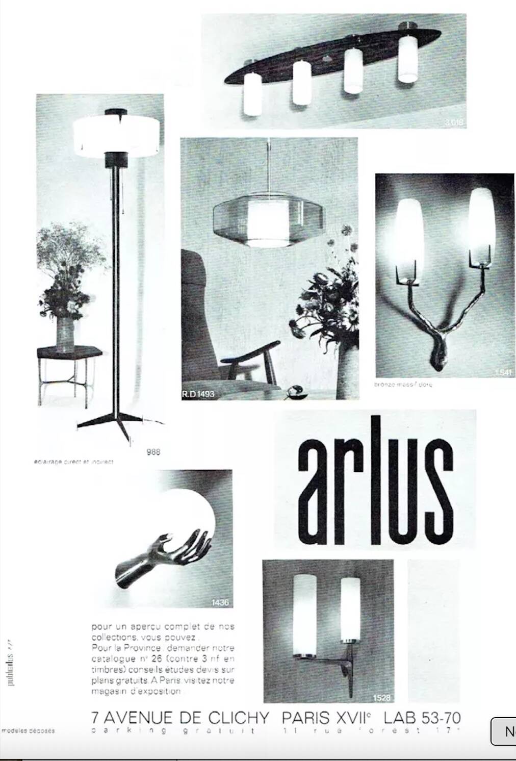 Pair of wall lights by Maison Arlus by Felix Agostini in bronze.