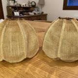 Set of two lampshades in jute flower shape