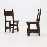 Ensemble de 2 chaises en chêne sculpté à la main espagnol du 19ème siècle