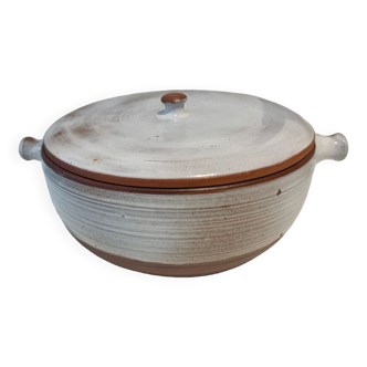 LARGE COVERED DISH SANDSTONE BY PUISAYE JEANNE AND NORBERT PIERLOT 1960