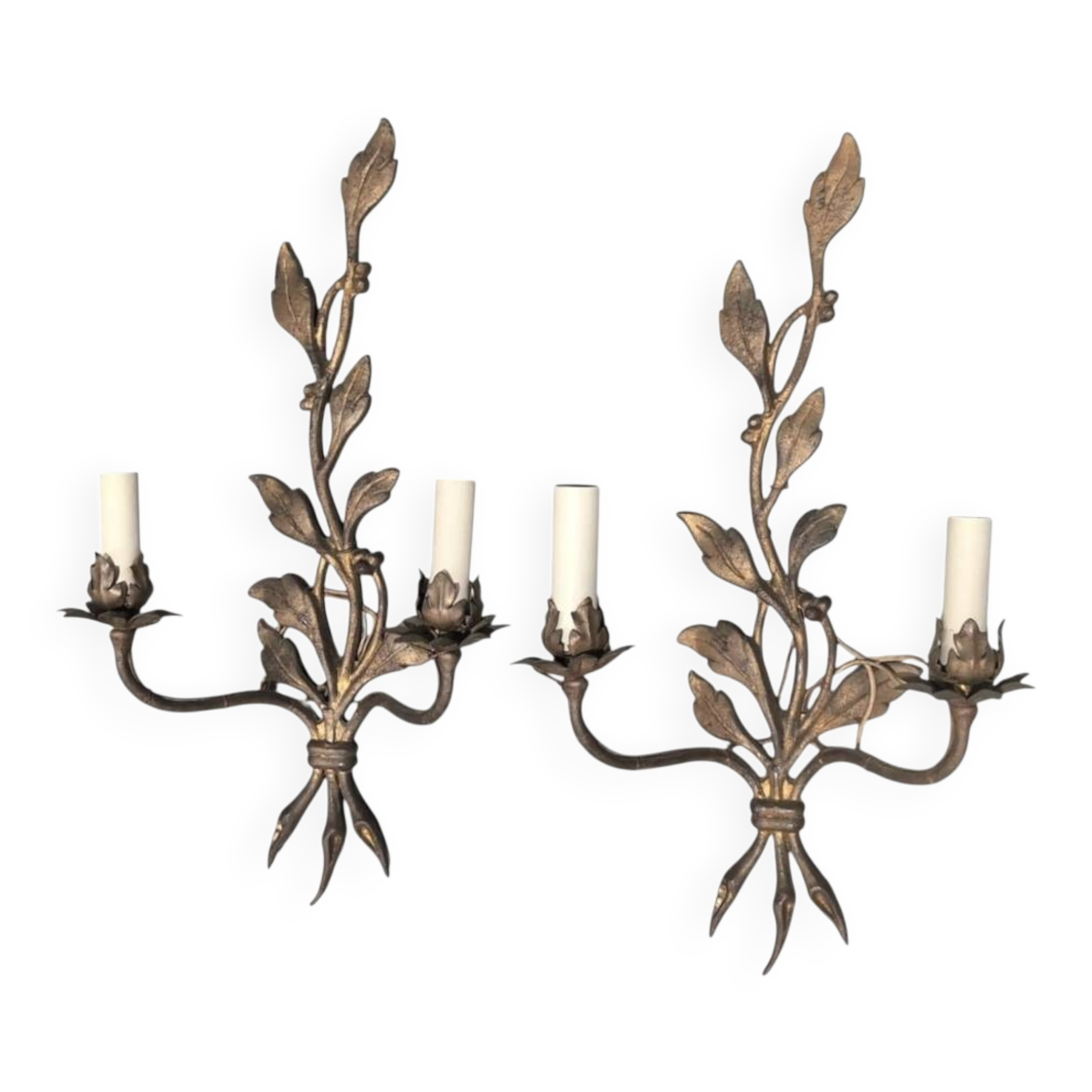 Pair of large wall sconces attributed to Maison Baguès, Paris, circa 1966.