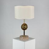 Angelo Brotto for Esperia — Sculptural Travertine Table Lamp, Italy, 1970s