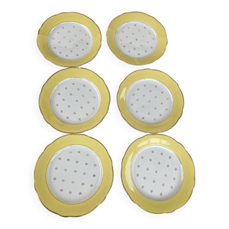 6 assiettes plates en faïence de Luneville, service "Josette"
