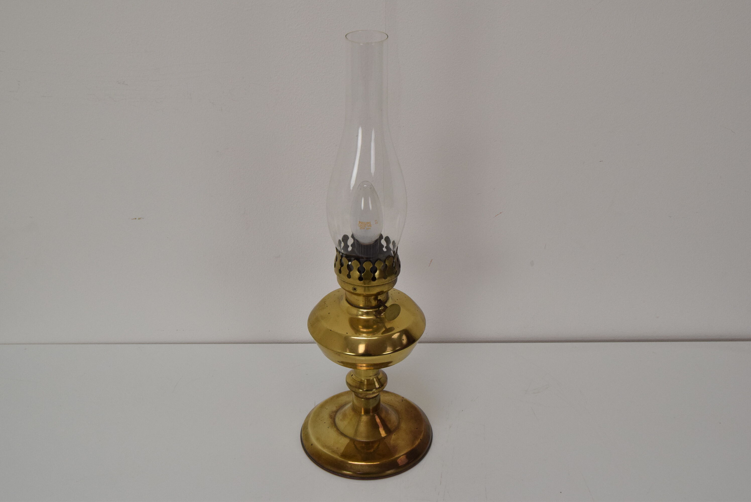 Vintage brass table lamp, czechoslovakia, 1950's.