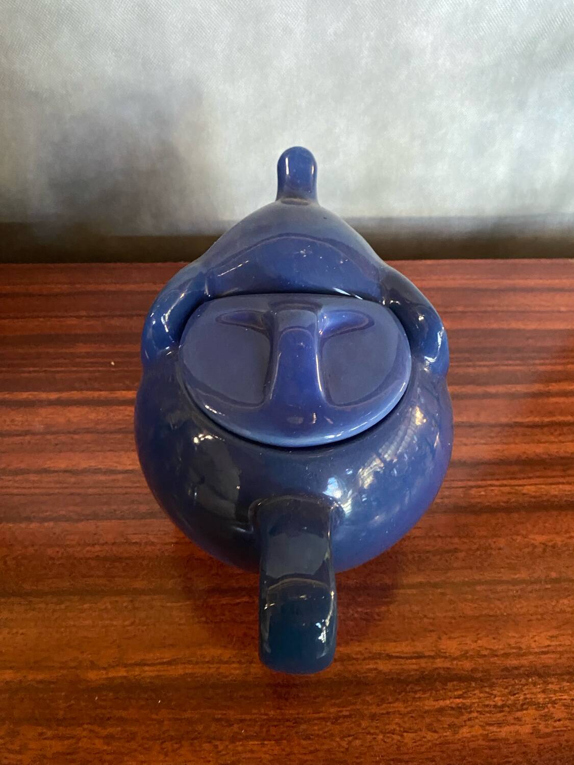 Antique elephant teapot blue ceramic vintage collection