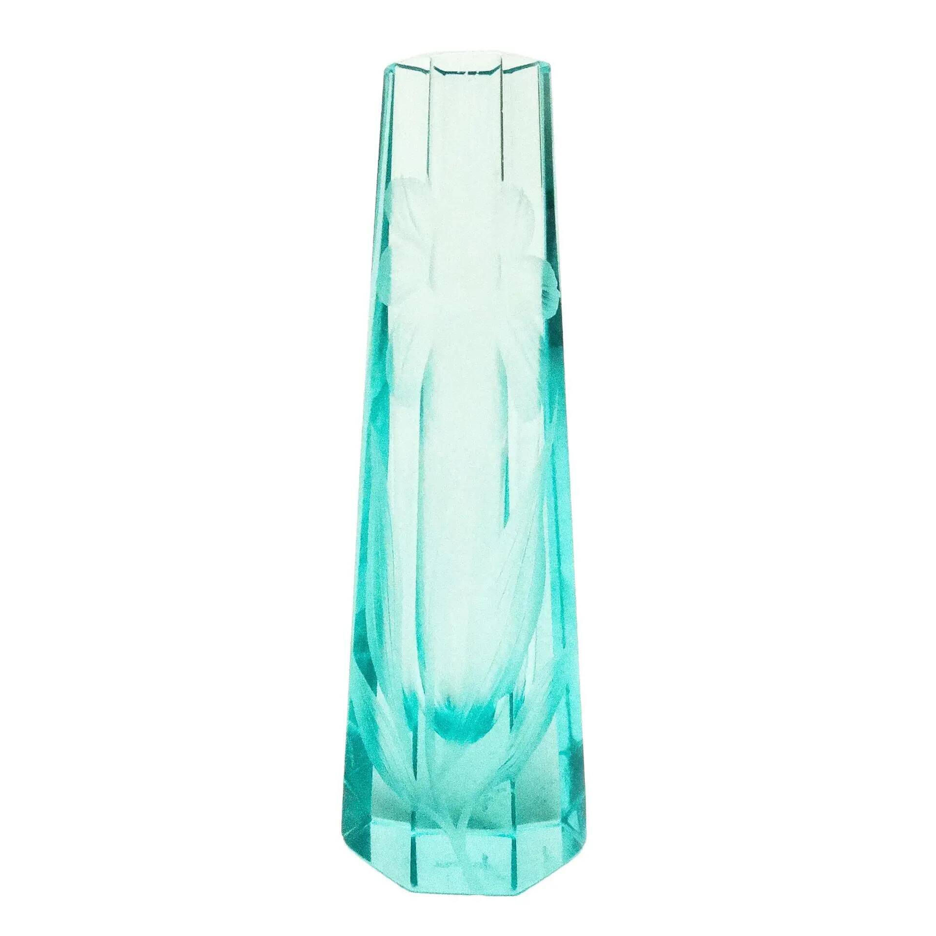 Art Nouveau vase, uranium crystal, Moser, Czechia, early 20th century