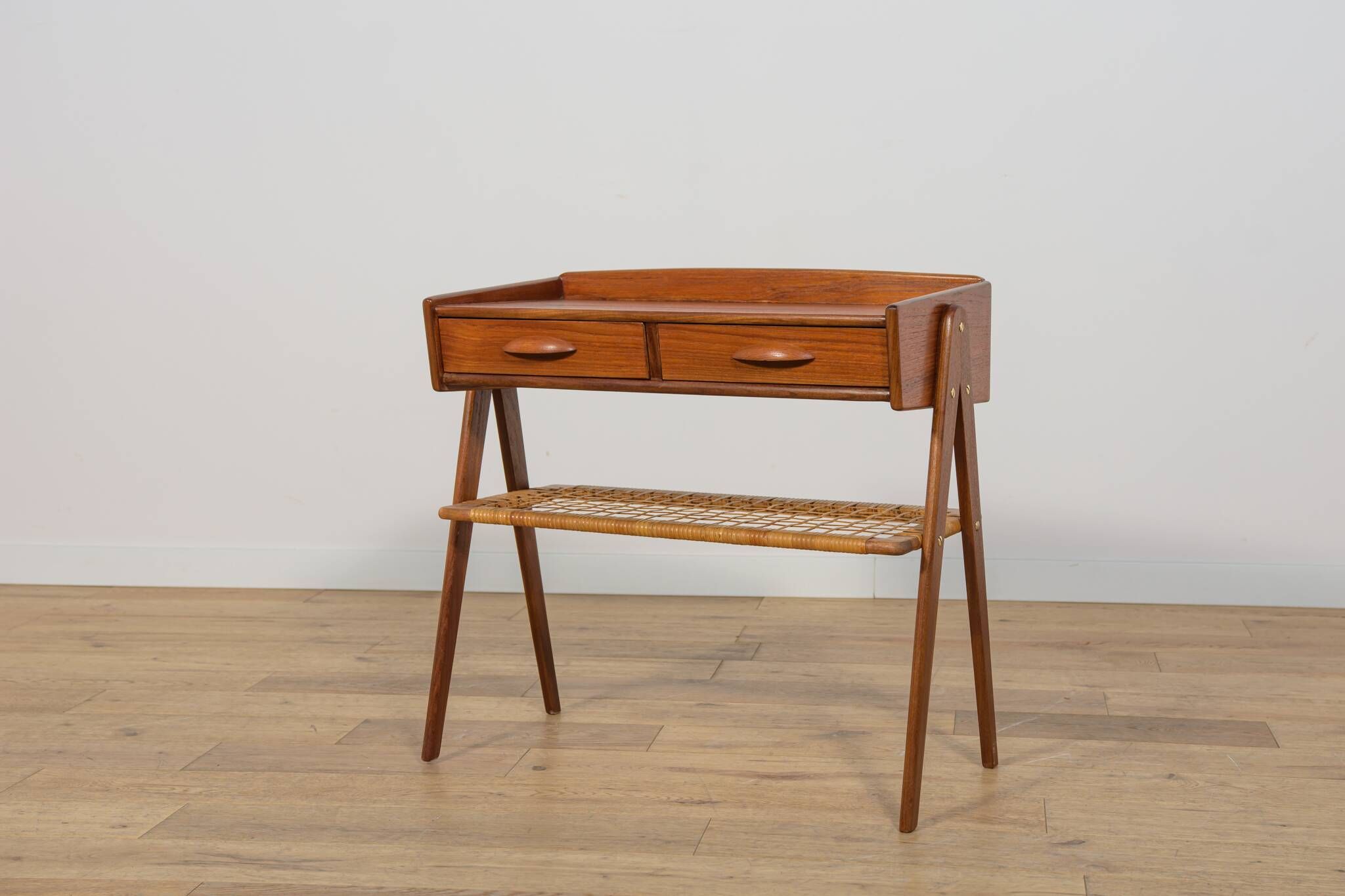 Mid Century Teak and Rattan Console Table by Søren Rasmussen, United Knigdo