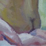 Peinture à l'huile ancienne Portrait de femme nue impressionniste du 20ème siècle