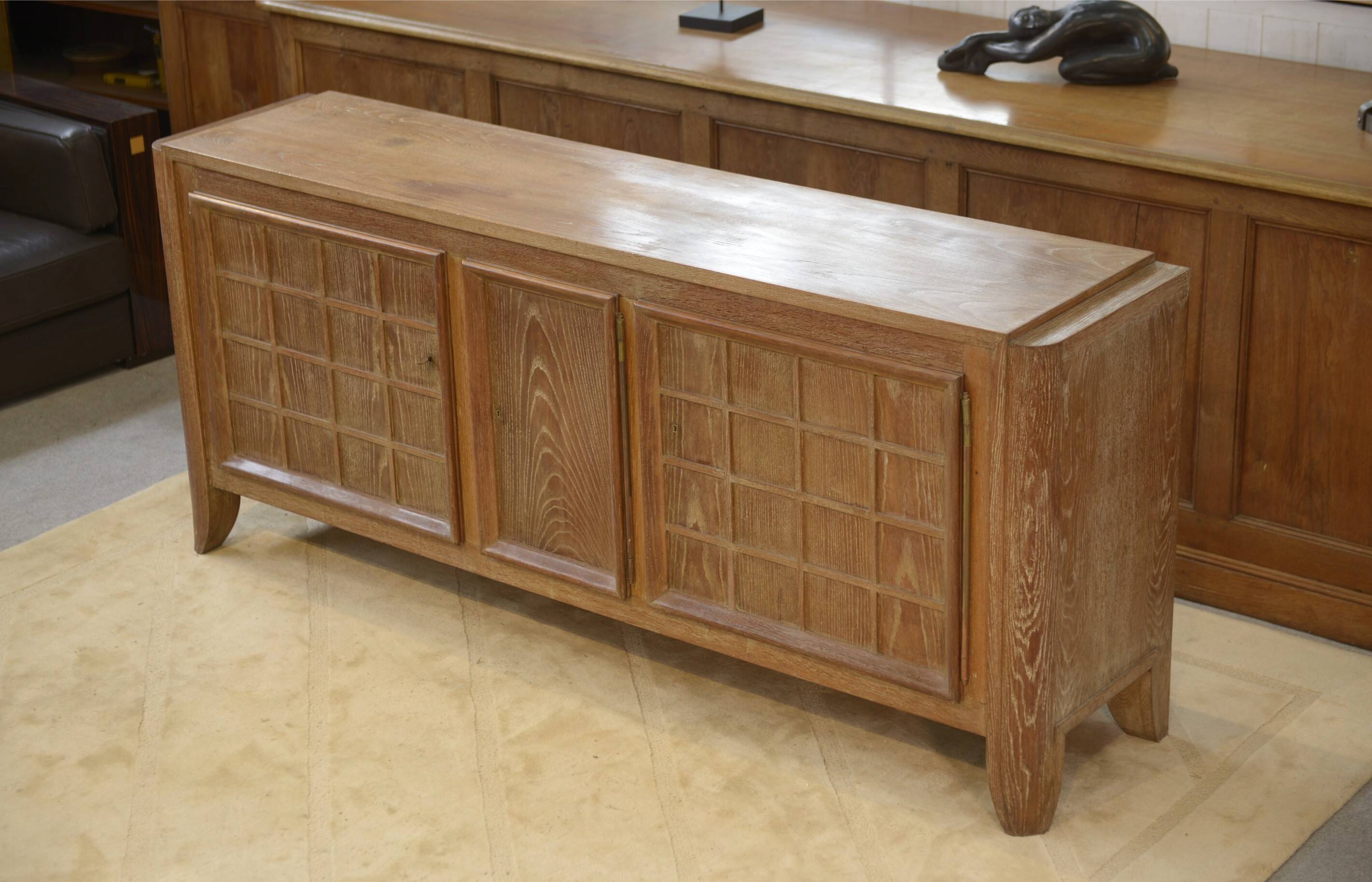 Cerused oak sideboard signed Maurice Rinck 1940s