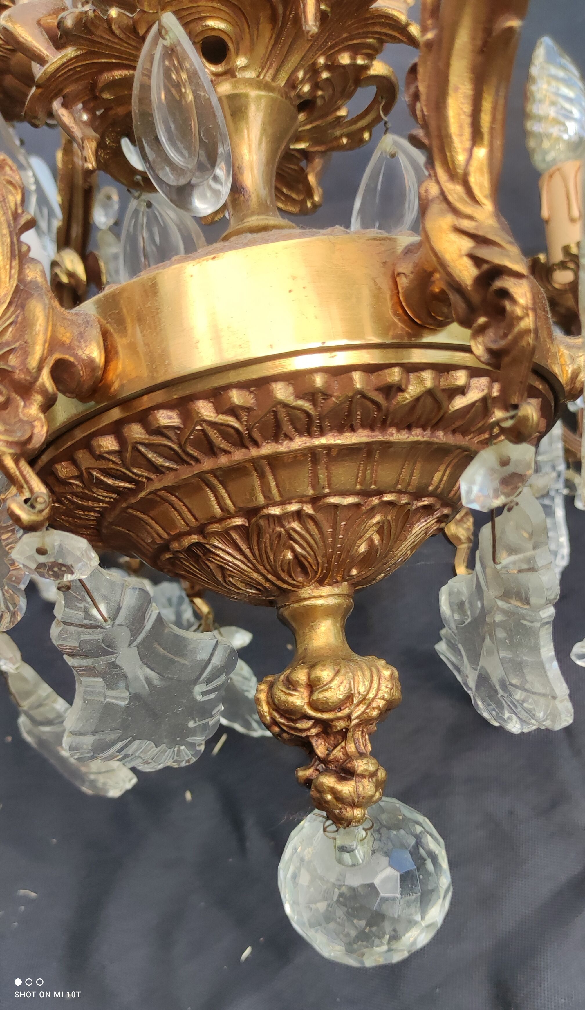 Old bronze chandelier/stamps and angel décor