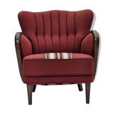 1960s, Danish armchair by Alfred Christensen, red furniture wool fabric.