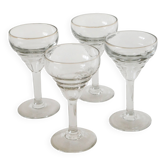 Set of 4 moulded glass wine glasses, 1920