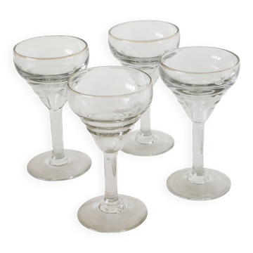 Set of 4 moulded glass wine glasses, 1920