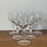 6 engraved crystal wine glasses with stems