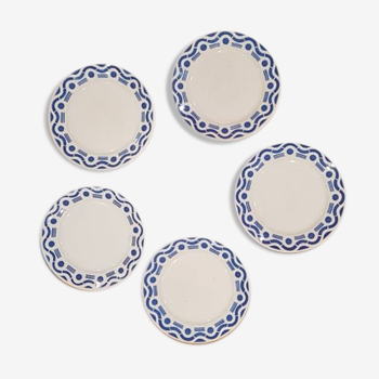 Lot de 5 assiettes Badonviller modèle Azur