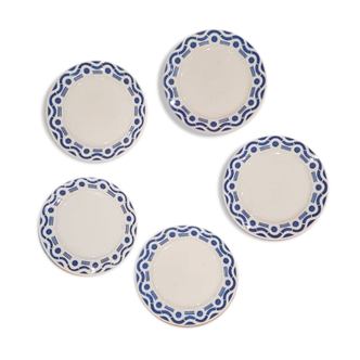 Lot de 5 assiettes Badonviller modèle Azur