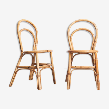 Pair of chairs bistro bamboo & rattan 1960