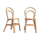 Pair of chairs bistro bamboo & rattan 1960