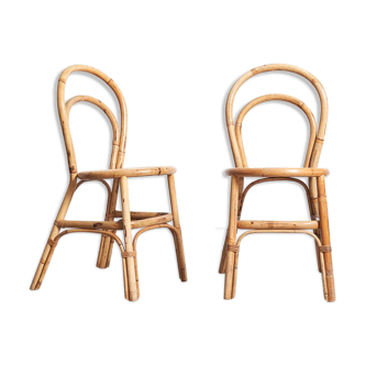 Pair of chairs bistro bamboo & rattan 1960