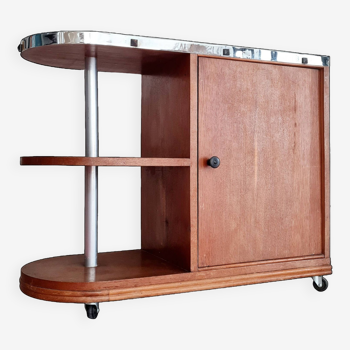 Rolling bar - Art Deco wooden and mirror trolley