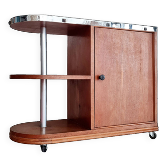 Rolling bar - Art Deco wooden and mirror trolley