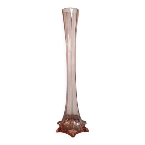 Soliflore vintage en verre rose