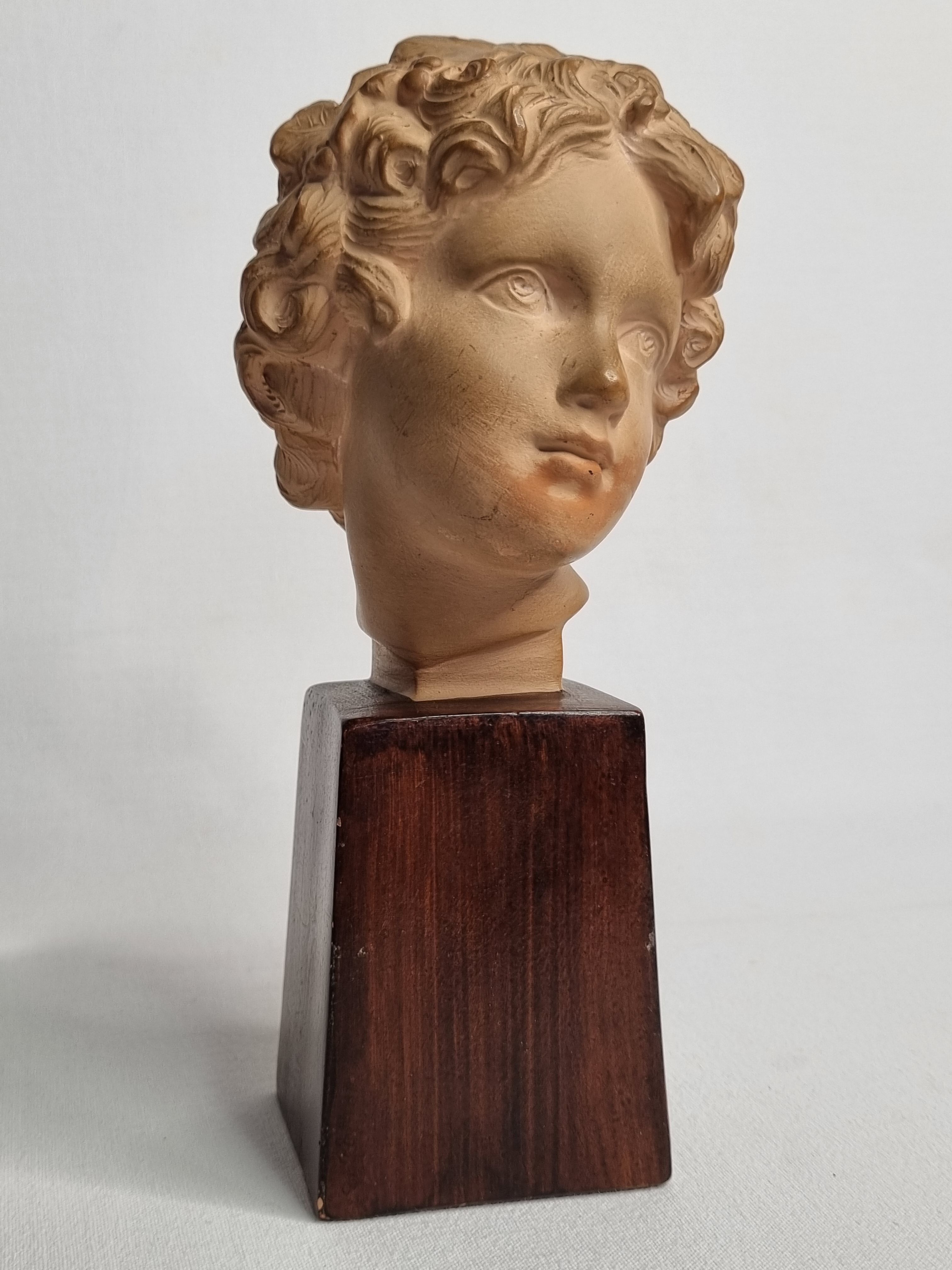 Bust of Bacchus child in patinated terracotta, 21 cm