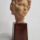 Bust of Bacchus child in patinated terracotta, 21 cm