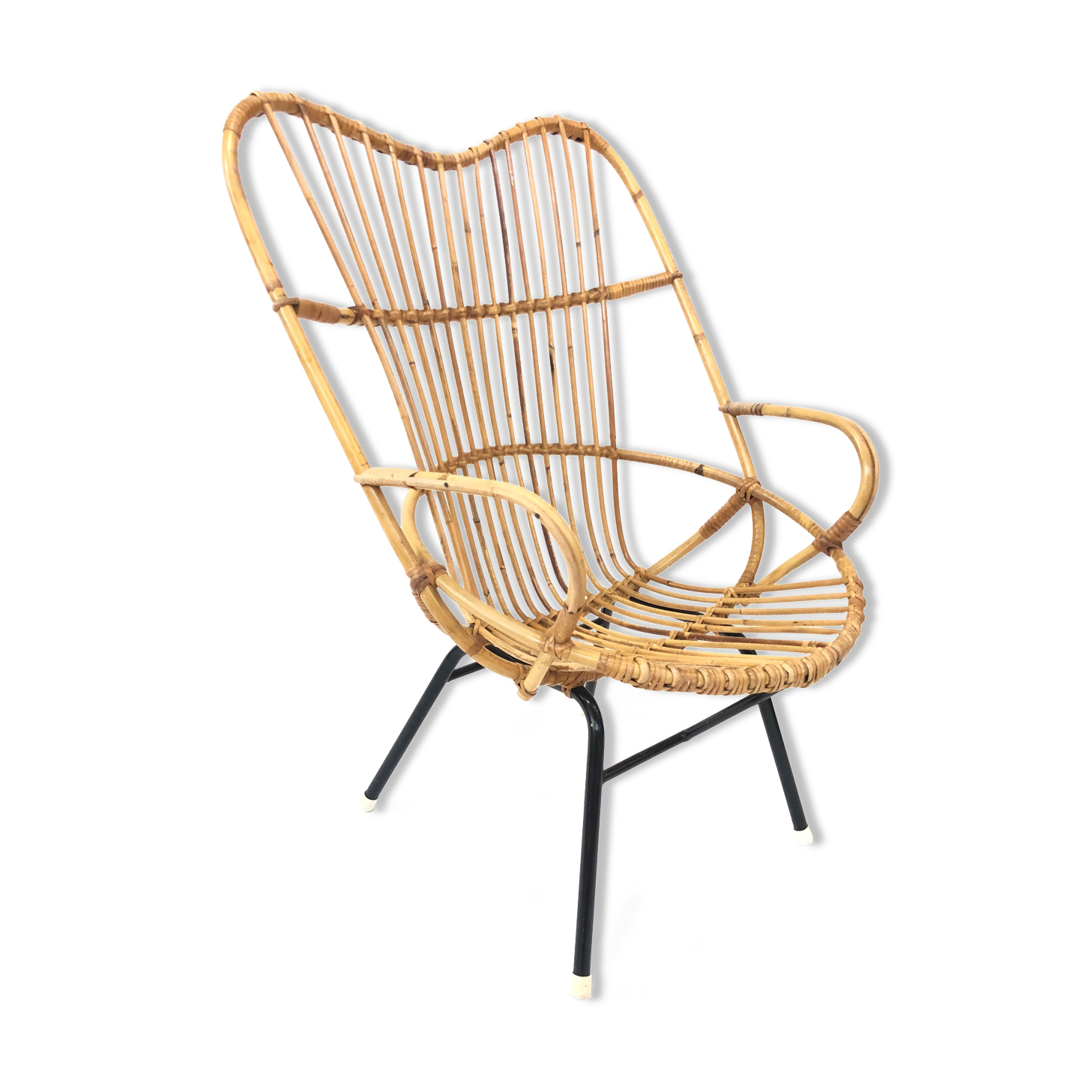Rohe Noordwolde rattan chair, 1960, Netherlands XL siz