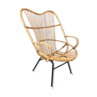 Rohe Noordwolde rattan chair, 1960, Netherlands XL siz