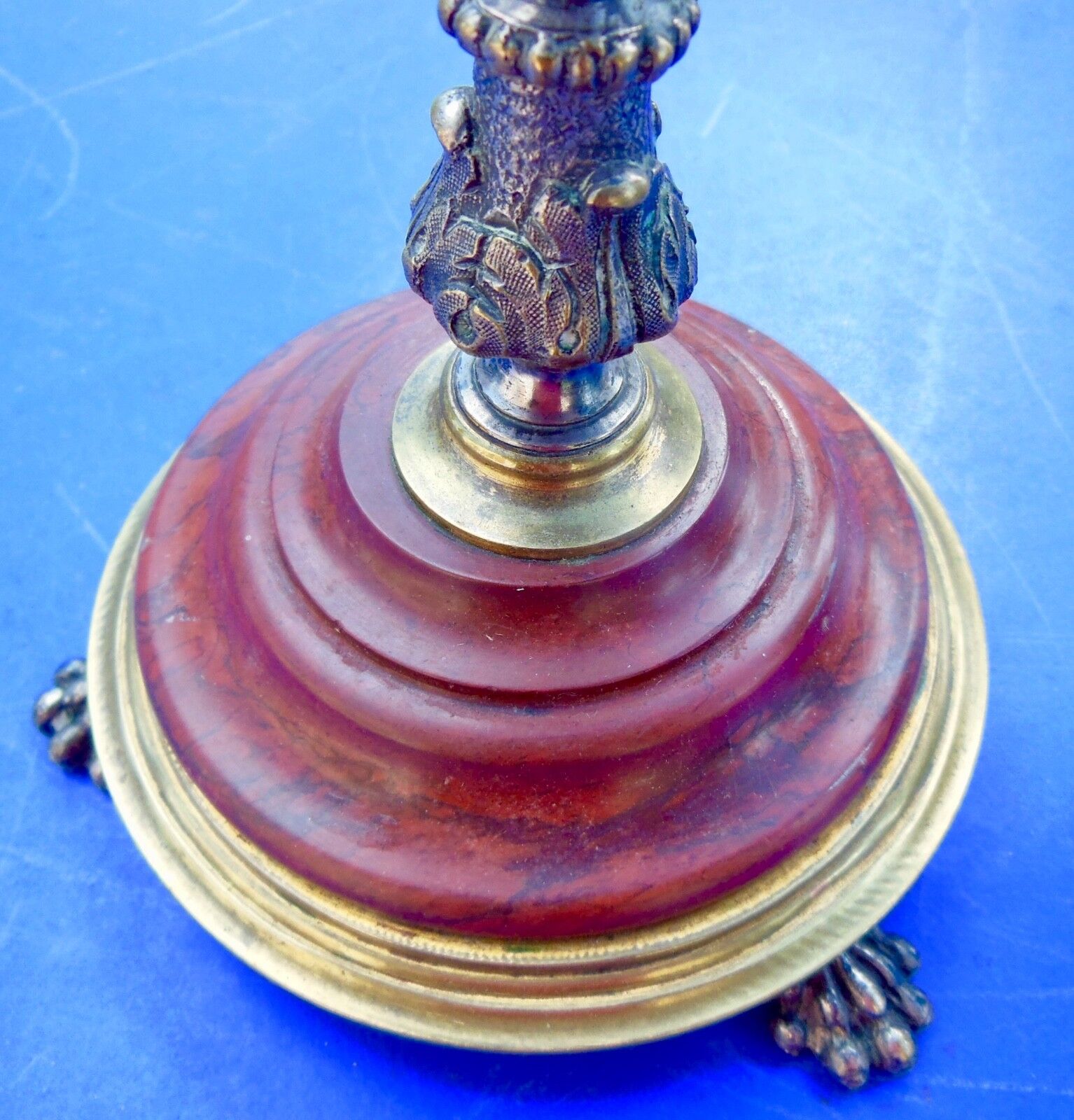 Candlesticks bronze marble griotte nineteenth