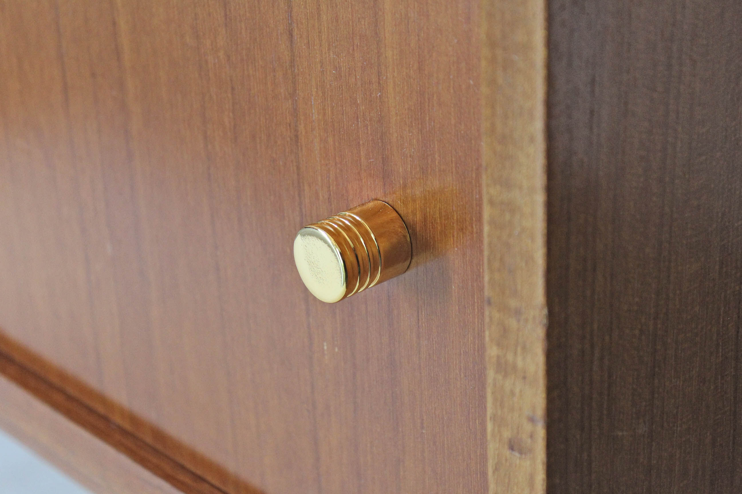 Scandinavian sideboard in solid teak wood and brass, 1950s Swedish vintage