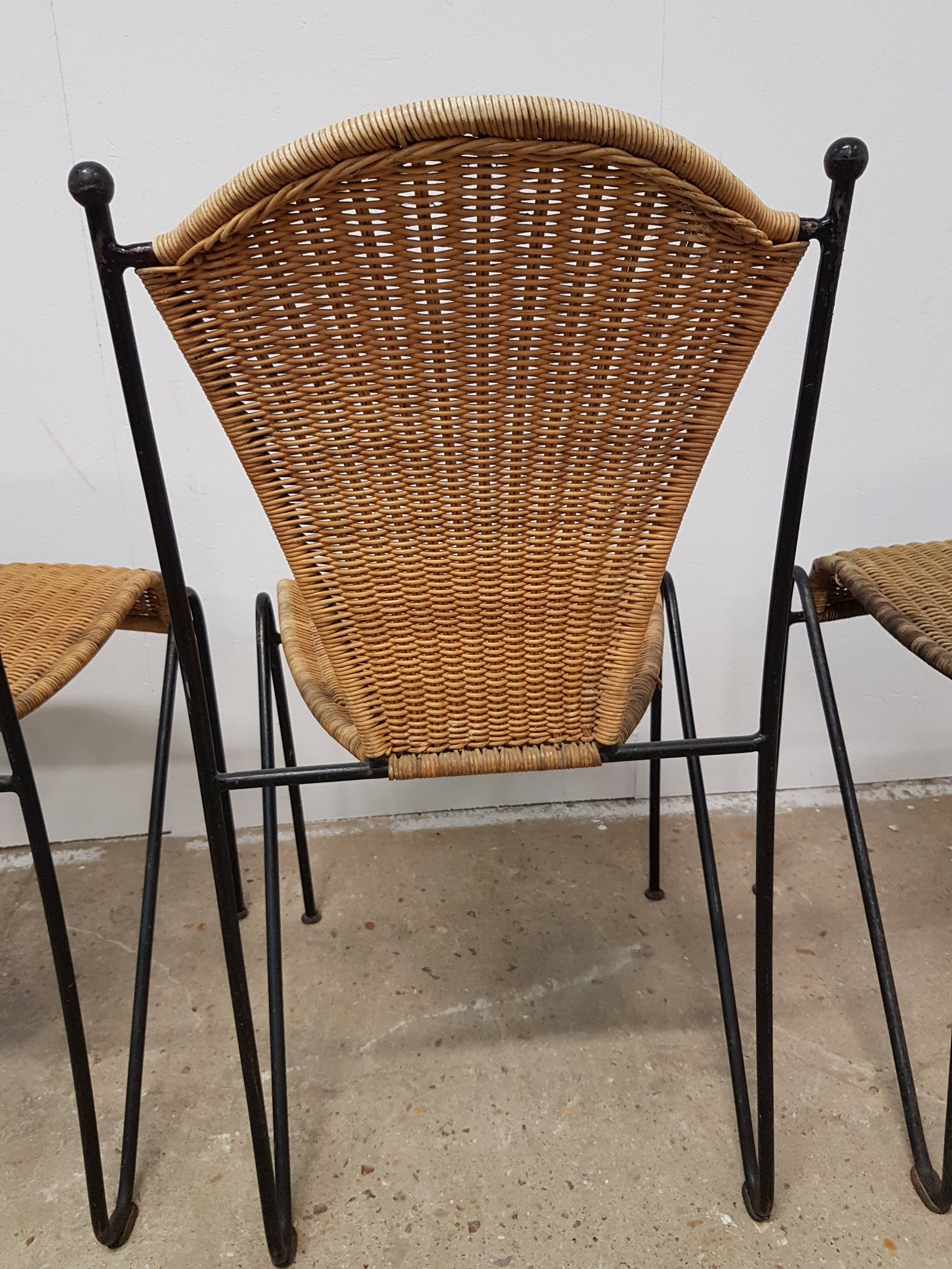 Vintage wicker and black steel chair